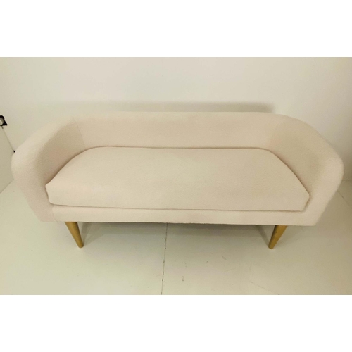 474 - WINDOW SOFA, 133cm W, neutral upholstery, contemporary Danish style, turned supports