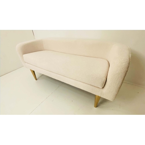 474 - WINDOW SOFA, 133cm W, neutral upholstery, contemporary Danish style, turned supports