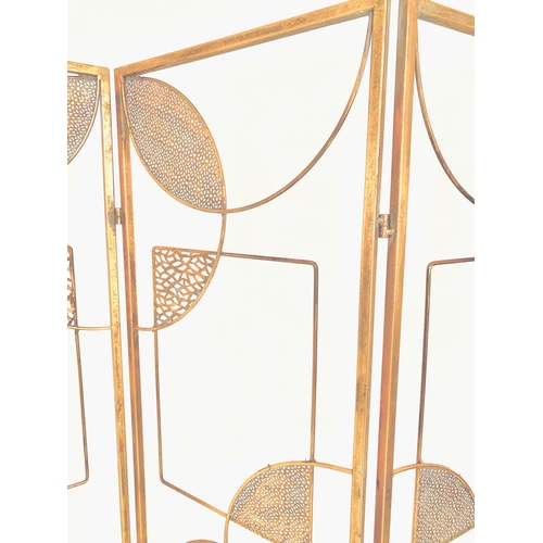 534 - FLOOR SCREEN, 1950s Italian style, gilt metal,
173x40 each panel.