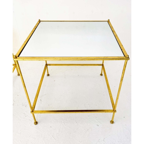 535 - SIDE TABLES, a pair, 51cm sq. x 51cm H, gilt metal Maison Bagues style. (2)