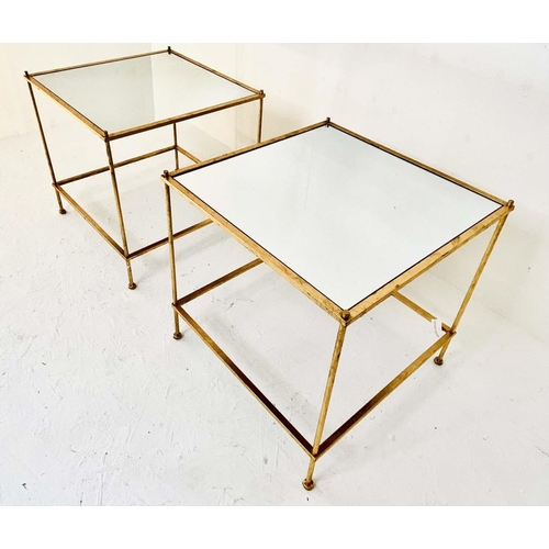 535 - SIDE TABLES, a pair, 51cm sq. x 51cm H, gilt metal Maison Bagues style. (2)