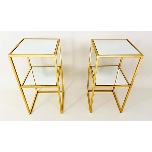 536 - SIDE TABLES, a pair, 66cm H x 31cm W, square form, gilt metal, Maison Bagues style design. (2)