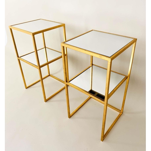 536 - SIDE TABLES, a pair, 66cm H x 31cm W, square form, gilt metal, Maison Bagues style design. (2)