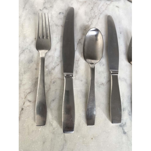 217 - GEORG JENSEN CANTEEN OF CUTLERY, 'Plata' pattern stainless steel for twelve designed by Harald Niels... 