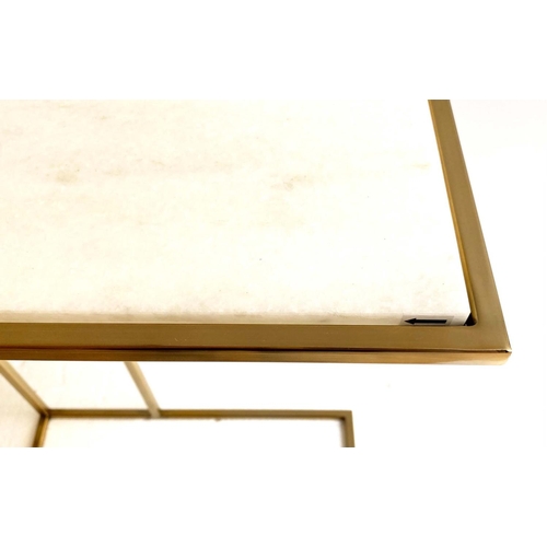 551 - MARTINI TABLES, a pair, 60cm H x 46cm W x 22cm D, gilt metal white marble inserted tops. (2)