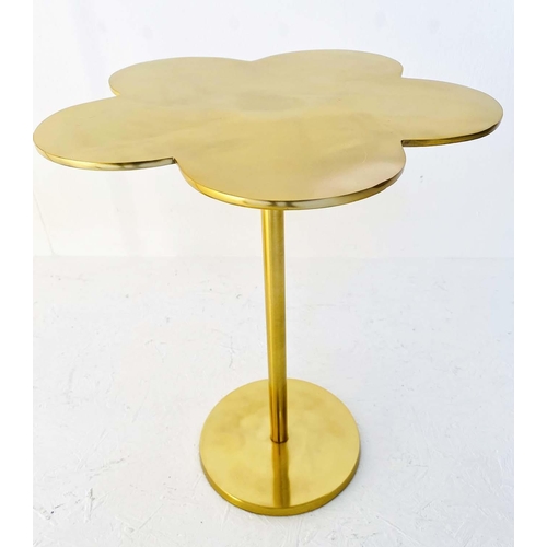 402 - CLOVER LEAF TABLES, a pair, 51cm high, 41cm diameter, gilt metal (2)