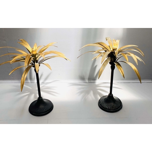 414 - PALM TREE CANDELABRA, a pair, 46 H. (2)