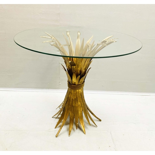 416 - MAISON JANSEN STYLE SIDE TABLE, wheat sheaf design, 60cm H x 70cm diam.