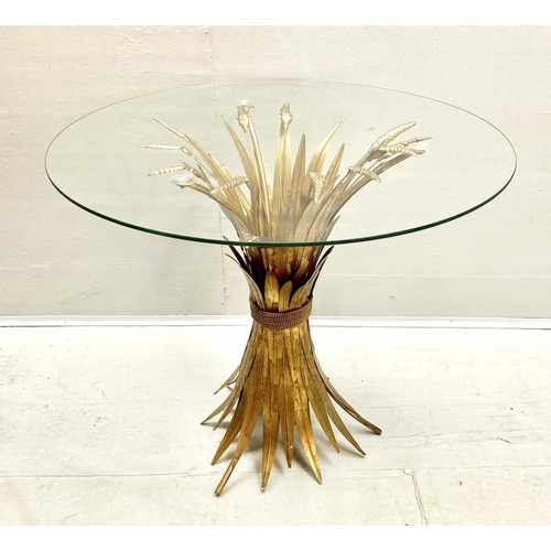 416 - MAISON JANSEN STYLE SIDE TABLE, wheat sheaf design, 60cm H x 70cm diam.