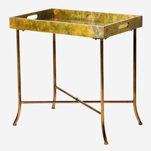 418 - BUTLERS TABLE, gilt metal, 62cm H x 60cm W x 40cm D.