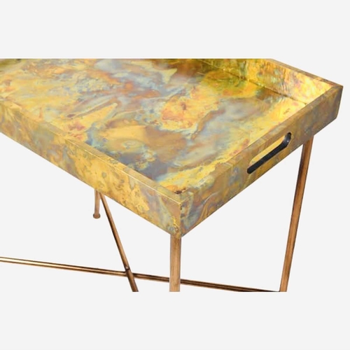 418 - BUTLERS TABLE, gilt metal, 62cm H x 60cm W x 40cm D.