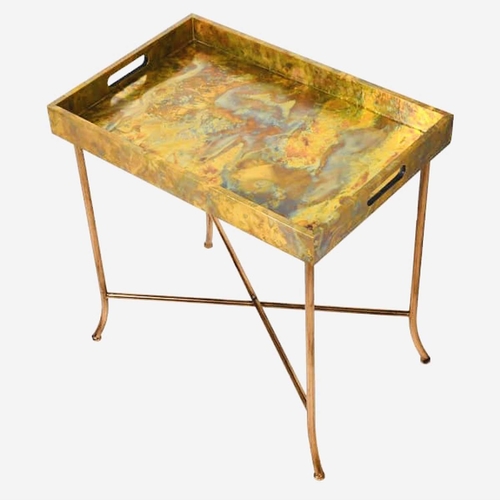 418 - BUTLERS TABLE, gilt metal, 62cm H x 60cm W x 40cm D.