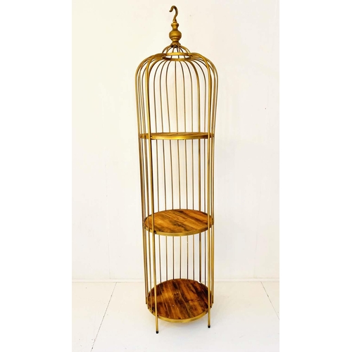 423 - OPEN DISPLAY SHELVES, 200cm high, 48cm diameter, oversized birdcage design.