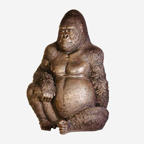 426 - CONTEMPORARY SCHOOL SCULPTURAL GORILLA, 115cm H x 85cm W x 79cm D, faux bronze.