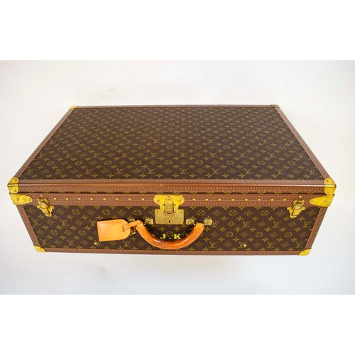 29 - LOUIS VUITTON ALZER TRUNK/SUITCASE, monogram canvas, brass stamped main lock and clasps, leather tri... 