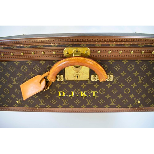 29 - LOUIS VUITTON ALZER TRUNK/SUITCASE, monogram canvas, brass stamped main lock and clasps, leather tri... 