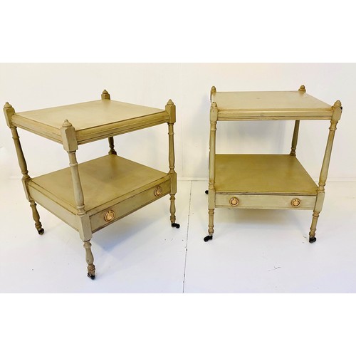 252 - OCCASIONAL TABLES, a pair, 43cm x 43cm x 58cm, Georgian style, painted, with drawers. (2)