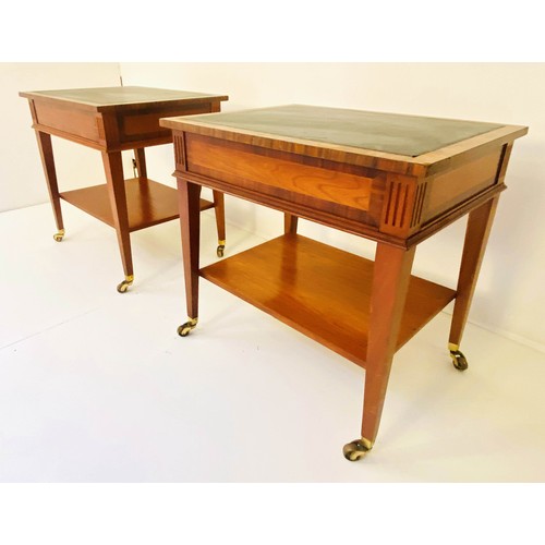 253 - LIBRARY SIDE TABLES, a pair, 63cm x 48cm x 46cm, rosewood, leather lined tops. (2)