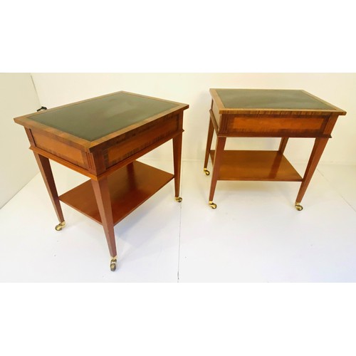 253 - LIBRARY SIDE TABLES, a pair, 63cm x 48cm x 46cm, rosewood, leather lined tops. (2)