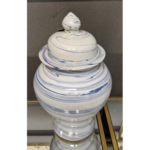 24 - PAOLO MOSCHINO TEMPLE JAR WITH LID, swirl design, 39cm H.