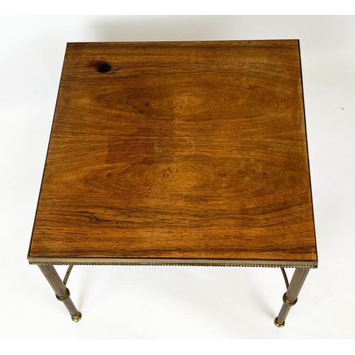 31 - LAMP TABLE, Regency design brass with a square mahogany top, 43cm H x 54cm x 54cm.