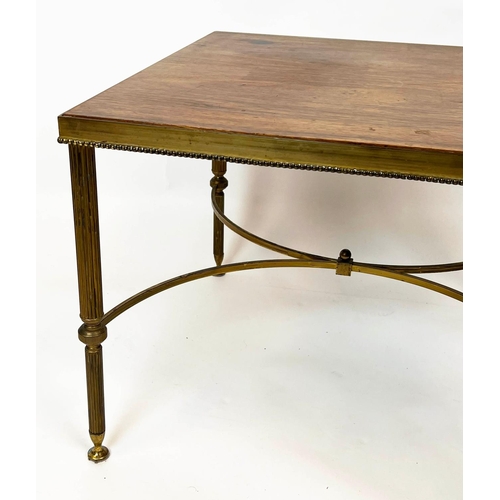 31 - LAMP TABLE, Regency design brass with a square mahogany top, 43cm H x 54cm x 54cm.