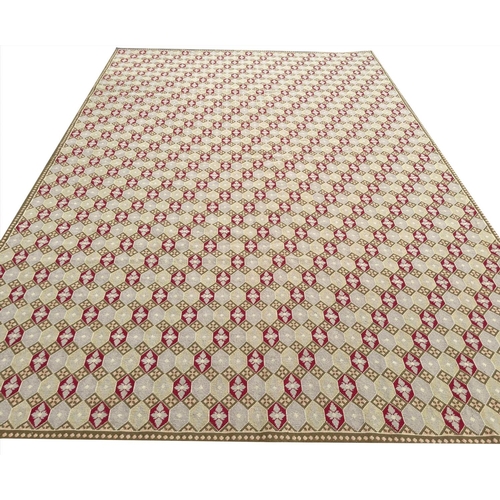 101 - DIAMOND DESIGN NEEDLEPOINT CARPET, 275cm x 185cm.