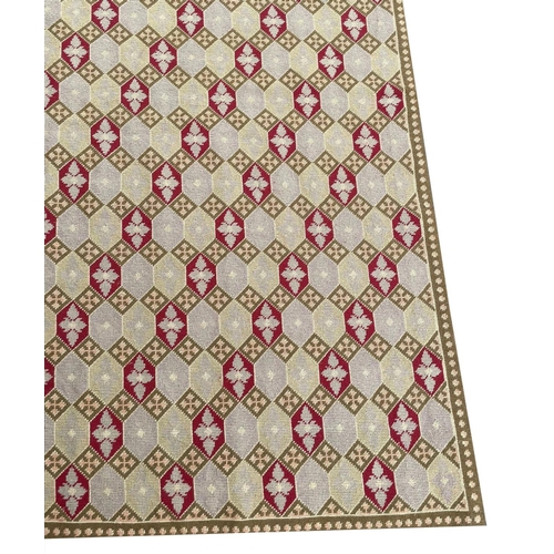 101 - DIAMOND DESIGN NEEDLEPOINT CARPET, 275cm x 185cm.