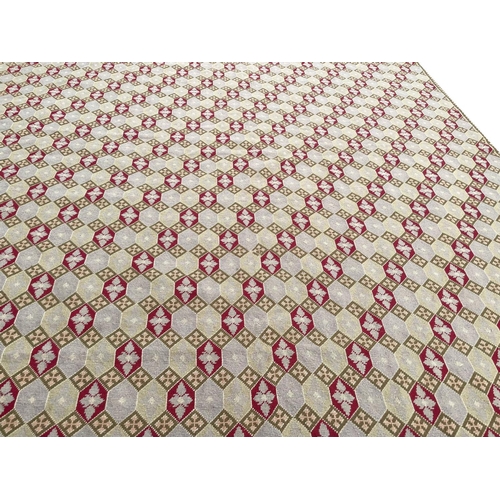 101 - DIAMOND DESIGN NEEDLEPOINT CARPET, 275cm x 185cm.