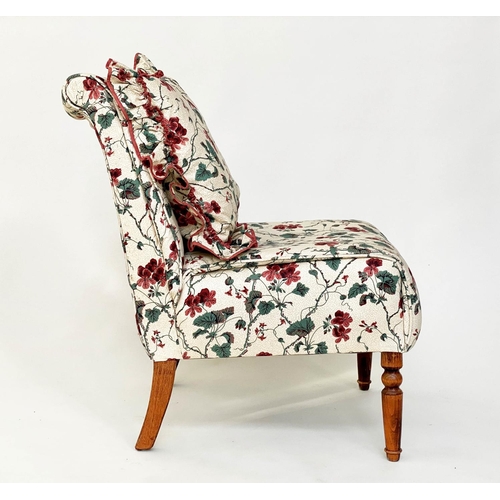 116 - SLIPPER CHAIR, Edwardian with Colefax and Fowler buttoned back upholstery and turned supports, 54cm ... 