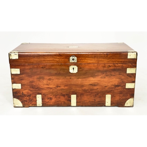 117 - TRUNK, 19th century Chinese Export, camphorwood and brass bound, with rising lid and carrying handle... 