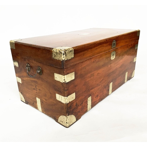 117 - TRUNK, 19th century Chinese Export, camphorwood and brass bound, with rising lid and carrying handle... 