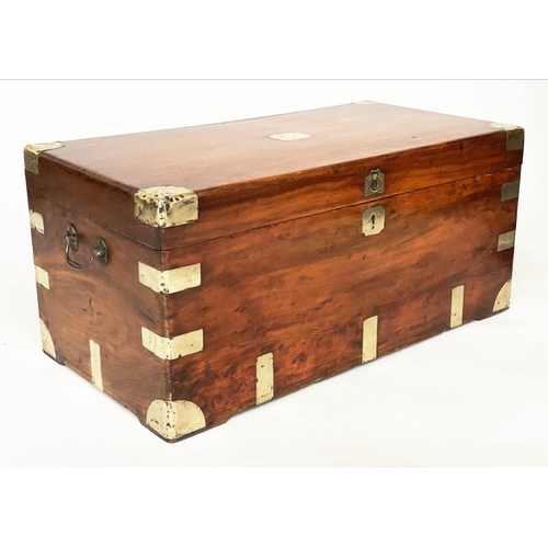 117 - TRUNK, 19th century Chinese Export, camphorwood and brass bound, with rising lid and carrying handle... 