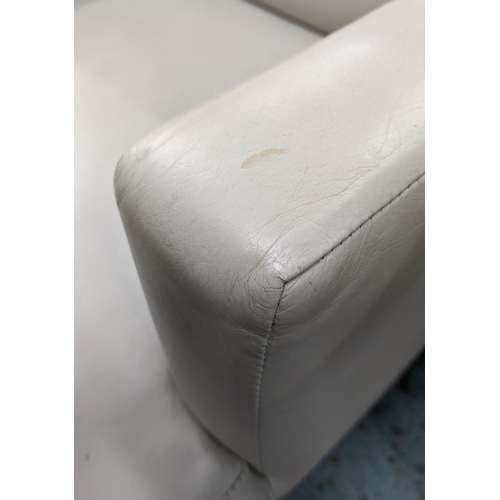 504 - ARMCHAIRS, a pair, 81cm H contemporary Swedish style, ivory leather upholstered. (2)