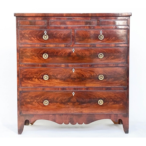 111 - SCOTTISH HALL CHEST, early 19th century Scottish flame mahogany of adapted shallow proportions with ... 