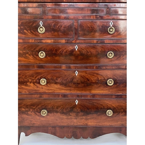 111 - SCOTTISH HALL CHEST, early 19th century Scottish flame mahogany of adapted shallow proportions with ... 