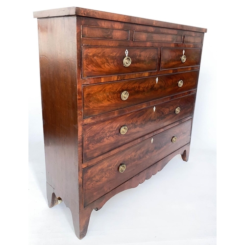 111 - SCOTTISH HALL CHEST, early 19th century Scottish flame mahogany of adapted shallow proportions with ... 