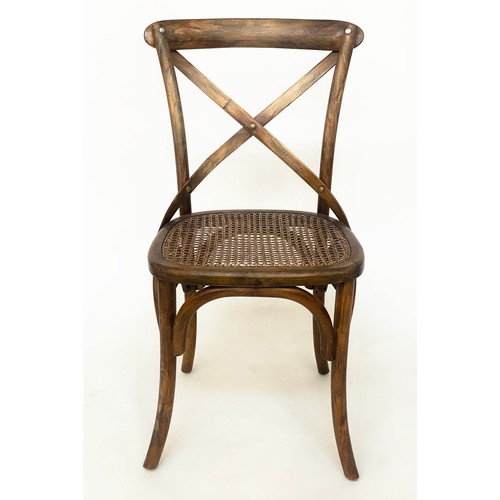 506 - DINING CHAIRS, a set of five, 89cm x 54cm x 50cm, OKA style bentwood with X backs and cane seats. (5... 