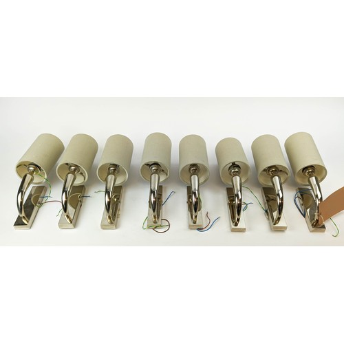 303 - PORTA ROMANA TRUMPET WALL LIGHTS, a set of eight, with Porta Romana shades, 31cm H. (8)