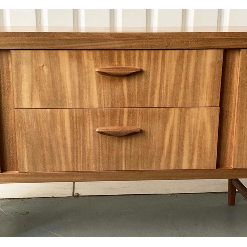 514 - SIDEBOARD, 1970s sapele, with two drawers and two cupboard doors, 173cm W x 46cm D x 76cm H.