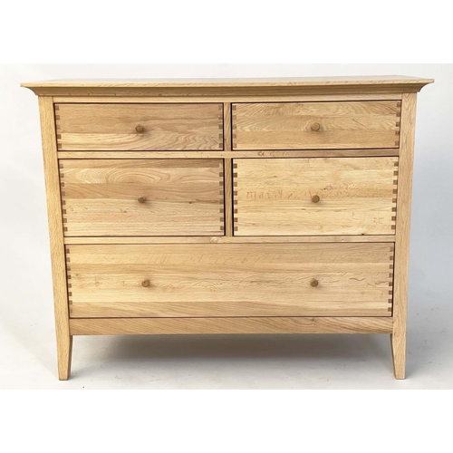 519 - WILLIS & GAMBIES CHEST, shaker style solid oak, with two short and three long drawers, 111cm x 48cm ... 