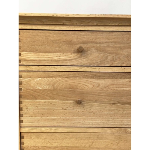 519 - WILLIS & GAMBIES CHEST, shaker style solid oak, with two short and three long drawers, 111cm x 48cm ... 