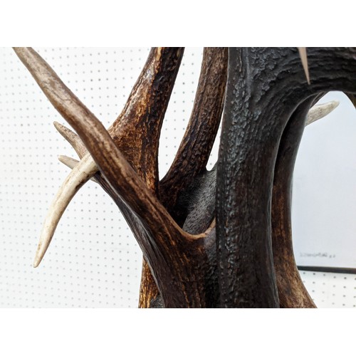 27 - ANTHONY REDMILE STYLE BESPOKE ANTLER FLOOR LAMP, 156cm H x 43cm.