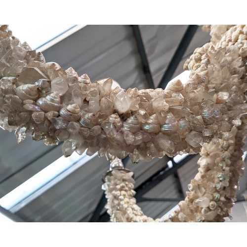 246 - ANTHONY REDMILE STYLE SHELL AND ROCK CRYSTAL CHANDELIER, 100cm drop.