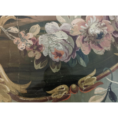 278 - COFFEE TABLE, 130cm x130cm x 42cm H, painted with floral, duck and gilt detail with old circular pai... 