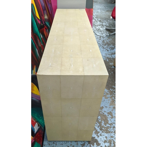 301 - SHAGREEN CONSOLE TABLE, 150.5cm x 40cm x 80cm.