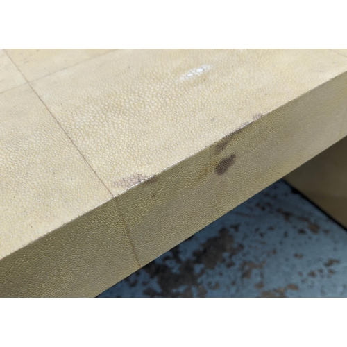 301 - SHAGREEN CONSOLE TABLE, 150.5cm x 40cm x 80cm.