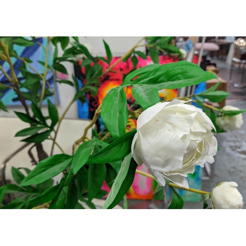 304 - FAUX ROSE BUSH DISPLAY IN URN PLANTER, 170cm H.