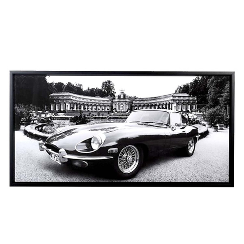 447 - CONTEMPORARY SCHOOL PHOTO-PRINT, E-Type Jaguar, framed and glazed, 86cm H x 166cm W.