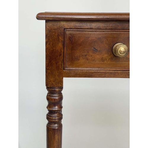 257 - HALL TABLE, George III design burr walnut rectangular with four short drawers and turned tapering su... 